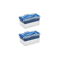 Q-line opbergbox met inzet 6L blauw - Set van 2 - thumbnail