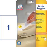 Avery Afneembare Etiketten, wit, 210,0 x 297,0 mm, afneembaar - thumbnail