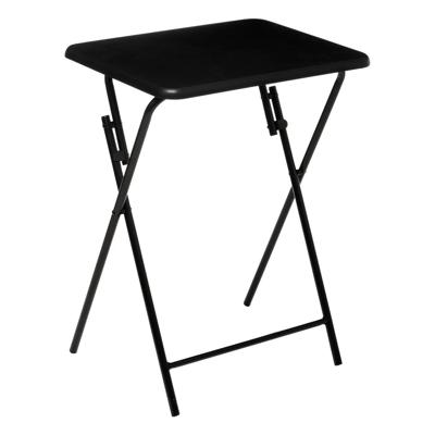 Bijzettafel/tuin tafel Edson - metaal - zwart - 48 x 38 x 64 cm - voor buiten - inklapbaar
