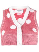 Thom Browne débardeur crop en cachemire à pois - Rouge - thumbnail