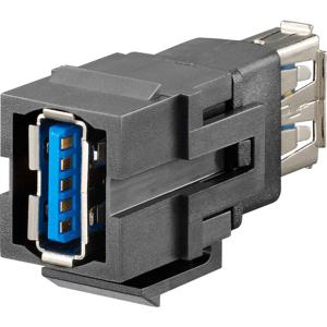 USB-Keystone A 3.0 Adapter, Koppeling, dubbel KMK-USB 3.0 sw 17010660 Rutenbeck 1 stuk(s)