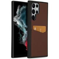 Accezz Premium Leather Card Slot Backcover Samsung Galaxy S22 Ultra Telefoonhoesje Bruin