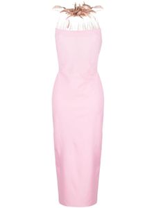 Giuseppe Di Morabito robe-bustier ornée de plumes à coupe longue - Rose