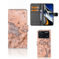 Xiaomi Poco X4 Pro 5G Bookcase Marmer Oranje - thumbnail