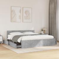 Bedframe met hoofdeinde bewerkt hout betongrijs 200x200 cm