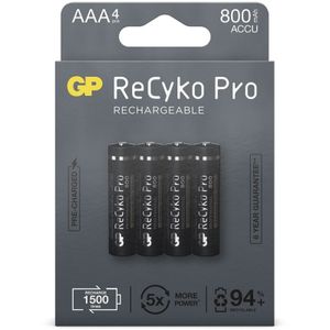 AAA batterij Oplaadbaar NiMH 800 mAh ReCyko Pro 1,2V 4 stuks Oplaadbare batterij