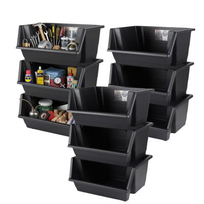 Urban Living Gereedschap Opberg bakken stapelbaar - 9x - 45 x 66 cm - zwart - kunststof