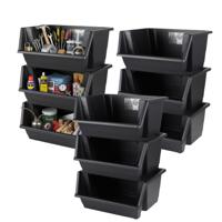 Urban Living Gereedschap Opberg bakken stapelbaar - 9x - 45 x 66 cm - zwart - kunststof