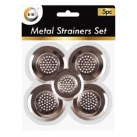 Gootsteen zeefjes - 5x - zilver - RVS - 7 cm - afvoerzeef keuken/douche Gootsteen zeefjes - 5x - zilver - RVS - 7 cm - afvoerzeef keuken/douche