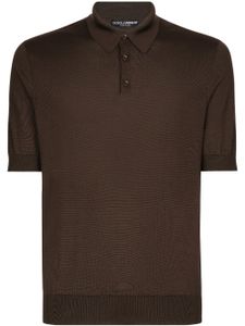 Dolce & Gabbana polo en soie à manches courtes - Marron