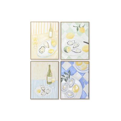 Schilderij Home ESPRIT Geel Blauw Mediterrane 60 x 4 x 80 cm (4 Stuks)