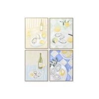 Schilderij Home ESPRIT Geel Blauw Mediterrane 60 x 4 x 80 cm (4 Stuks)
