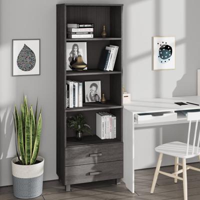 Hoge kast HAMAR 60x35x180 cm massief grenenhout lichtgrijs