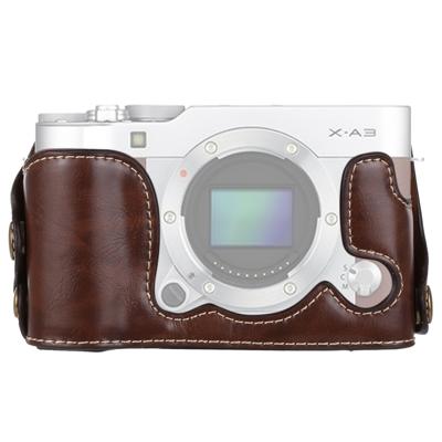 1/4 inch draad PU lederen camera halve Case Base voor FUJIFILM X-a3/X-A10 (koffie)