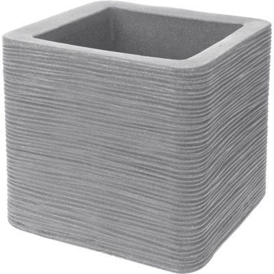 Plantenpot/bloempot Square - Tuin - stevig kunststof - lichtgrijs - 38 x 38 x 33 cm
