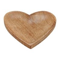 Serveerplank/dienblad van mangohout hartvorm 20 cm   - - thumbnail