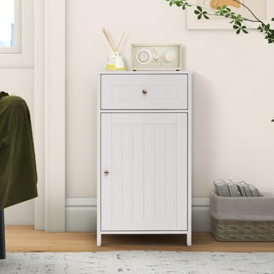Badkamerskast Badkast met Lade & Deur Moderne Opbergkast voor Badkamer Woonkamer Keuken 43 x 34 x 77 cm Wit