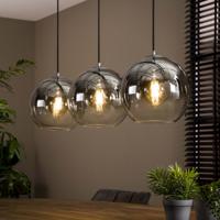 LifestyleFurn Hanglamp Bubble Shaded met 3 smoke-glas bollen - Oud zilver - thumbnail