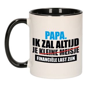 Papa financiele last mok / beker zwart wit 300 ml - Cadeau mokken - Vaderdag   -