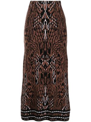Hayley Menzies jupe mi-longue Aztec Tiger en jacquard - Marron