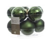 Kerstbal glas glans-mat diameter 6cm Dennen groen - KSD