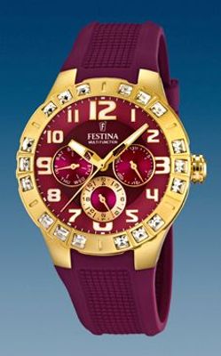 Horlogeband Festina F16581-2 Rubber Bordeaux 15mm