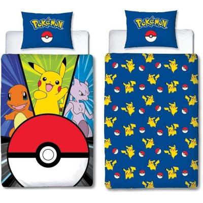 Beddengoedset - POKEMON - Pikachu en Poké-ball - Microvezel - 1 dekbedovertrek 140 x 200 cm + 1 kussensloop 63 x 63 cm