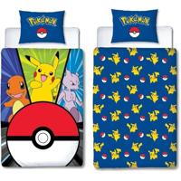 Beddengoedset - POKEMON - Pikachu en Poké-ball - Microvezel - 1 dekbedovertrek 140 x 200 cm + 1 kussensloop 63 x 63 cm