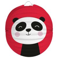 Folat Lampion panda - 22 cm - rood - papier - Feestlampionnen - thumbnail