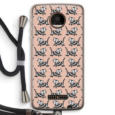 Zwarte poes: Motorola Moto Z Force Transparant Hoesje met koord