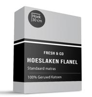 Hoeslaken - Katoen Flanel - Lichtgrijs - 160x200cm - Grijs - Fresh And Co - Dekbed-Discounter.nl