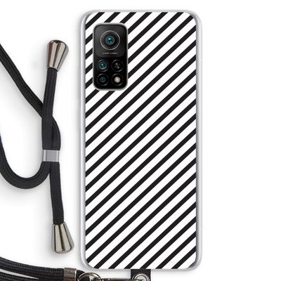 Strepen zwart-wit: Xiaomi Mi 10T 5G Transparant Hoesje met koord