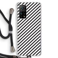Strepen zwart-wit: Xiaomi Mi 10T 5G Transparant Hoesje met koord