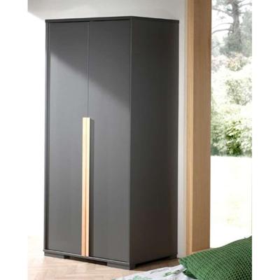 Leen Bakker - Vipack 2-deurs Kledingkast Londen - Antraciet - 195,2x98,4x56 Cm - Hout - Grijs