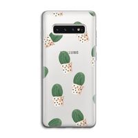Cactusprint roze: Samsung Galaxy S10 4G Transparant Hoesje