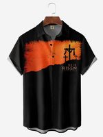 Easter Cross Chest Pocket Short Sleeve Hawaiian Shirt