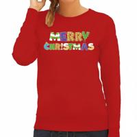 Kersttrui / sweater voor dames - Merry Christmas - rood - vrolijke kerst