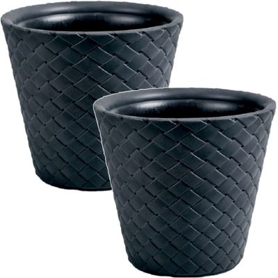2x Stuks kunststof Matuba rotan bloempotten/plantenpotten antraciet 40 cm