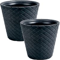 2x Stuks kunststof Matuba rotan bloempotten/plantenpotten antraciet 40 cm