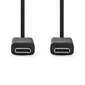 Nedis USB-Kabel | USB 3.2 Gen 2x2 | USB-C Male | USB-C Male | 240 W | 8K@30Hz | 20 Gbps | Vernikkeld | 1.00 m | Rond | PVC | Zwart | Label -