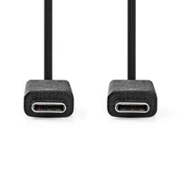Nedis USB-Kabel | USB 3.2 Gen 2x2 | USB-C Male | USB-C Male | 240 W | 8K@30Hz | 20 Gbps | Vernikkeld | 1.00 m | Rond | PVC | Zwart | Label - - thumbnail