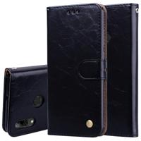 Business stijl olie Wax textuur horizontale Flip lederen case voor Huawei P Smart 2019 met houder & kaartsleuven & portemonnee (zwart)