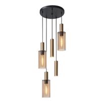 Highlight Hanglamp Perugia 3+2 lichts Ø 45 cm zwart amber Highlight Hanglamp Perugia 3+2 lichts Ø 45 cm zwart amber