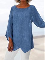 Asymmetric Linen Women Tunic Blouses - thumbnail
