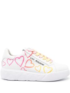 Love Moschino baskets en cuir à logo imprimé - Blanc