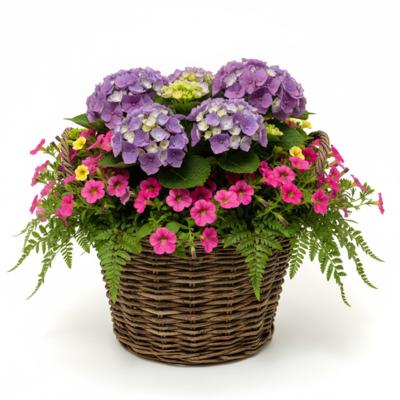 VD Leeden Plantenmand Twijg - rond - bruin - 40 x 30 cm - rotan - gevlochten riet - bloemenmand