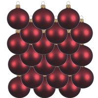 24x Donkerrode glazen kerstballen 8 cm mat - thumbnail