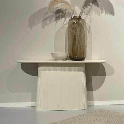 Livingfurn Ovale Sidetable 'Patrice' Mangohout, 140cm, kleur Ivoor