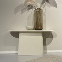 Livingfurn Ovale Sidetable 'Patrice' Mangohout, 140cm, kleur Ivoor