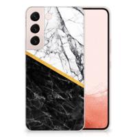Samsung Galaxy S22 | TPU | Siliconen hoesje | Marmer Wit Zwart - Origineel Cadeau Man